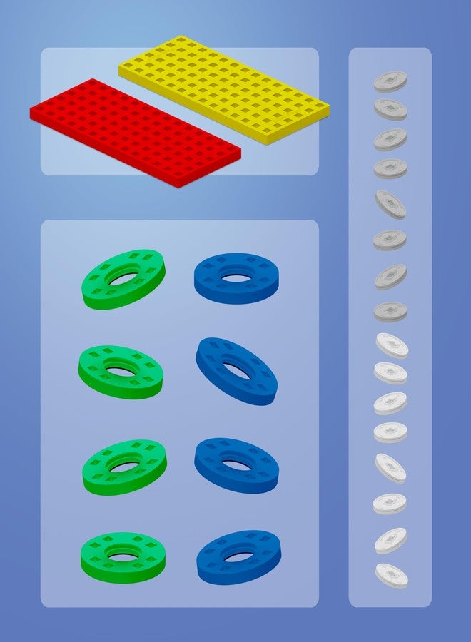 Plus-Plus PLUS PLUS Accessory Pack, 2 Baseplates, 8 Wheels, Car Plane Train Building Pieces, Stem Construction Parts for Kids - Red & Yellow - Image 2